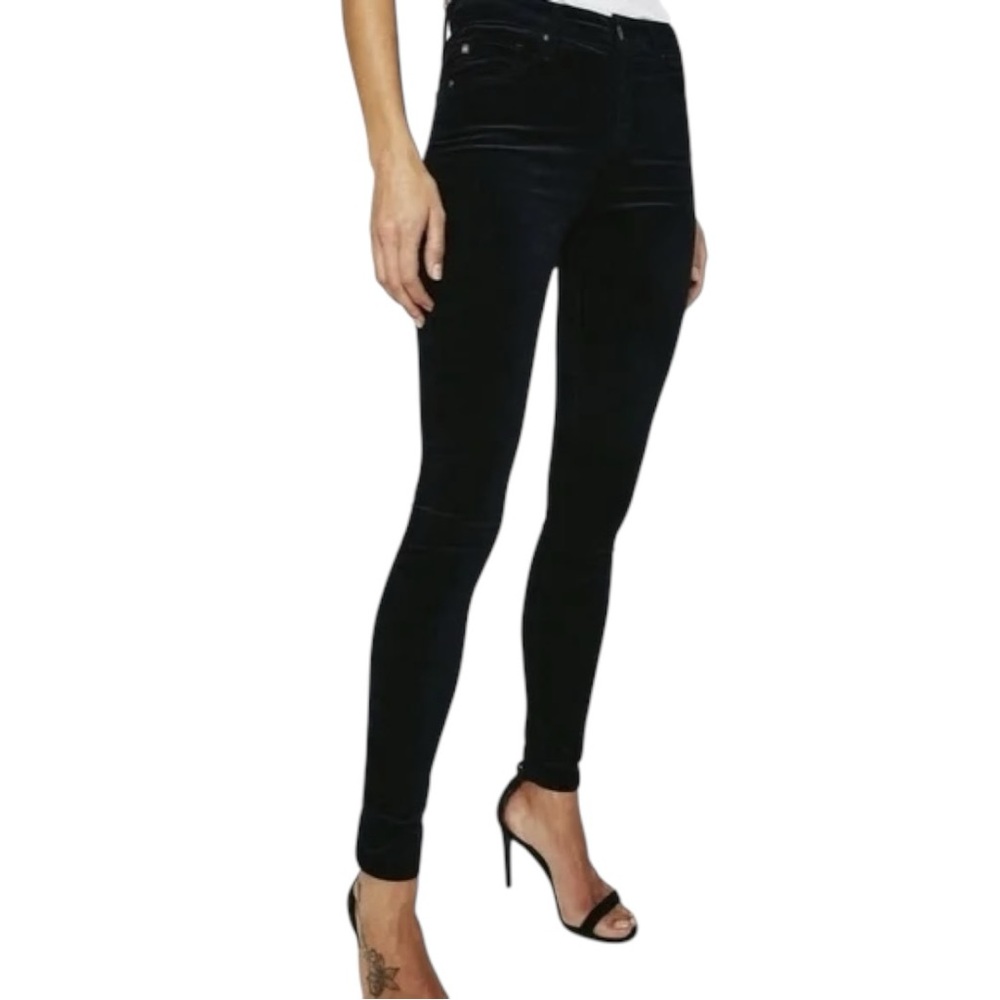 AG Adriano Goldschmied Black Velvet The Stilt Cigarette Leg Jeans Size 27
